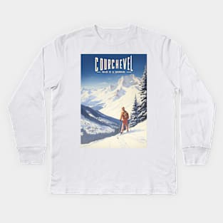 Affiche Courchevel - France - Auvergne-Rhône-Alpes - Savoie - illustration Kids Long Sleeve T-Shirt